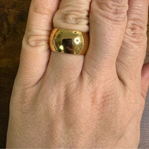 Gold Statement Ring Signed JS size 7.25